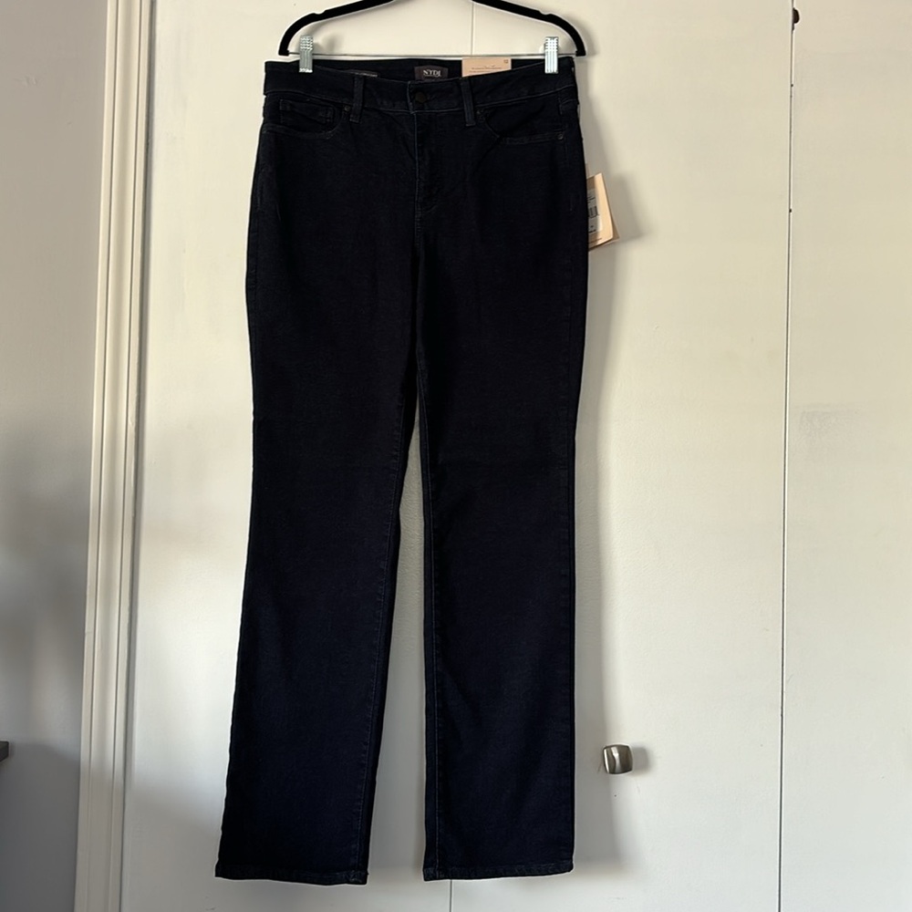 NYDJ Marilyn Straight Dark Blue Denim Jeans 12 NWT
